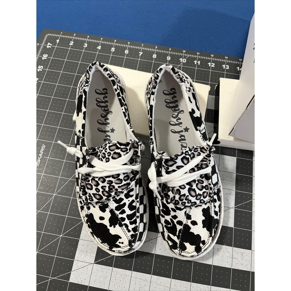 Gypsy Jazz Groovy Size 6 Slip On Boho Leopard Checkered Design Shoes Boat‎ Beach